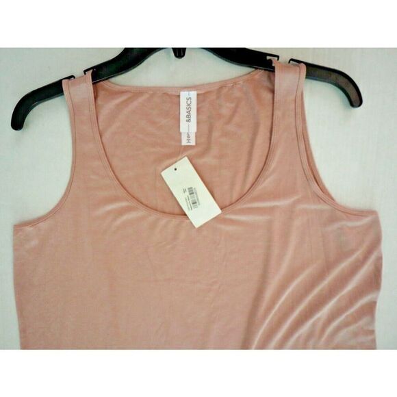 &BASICS KT37-221BL Women's Sz Large Rose Pink Cami Shell Scoop Neck Tank Top - Picture 4 of 7